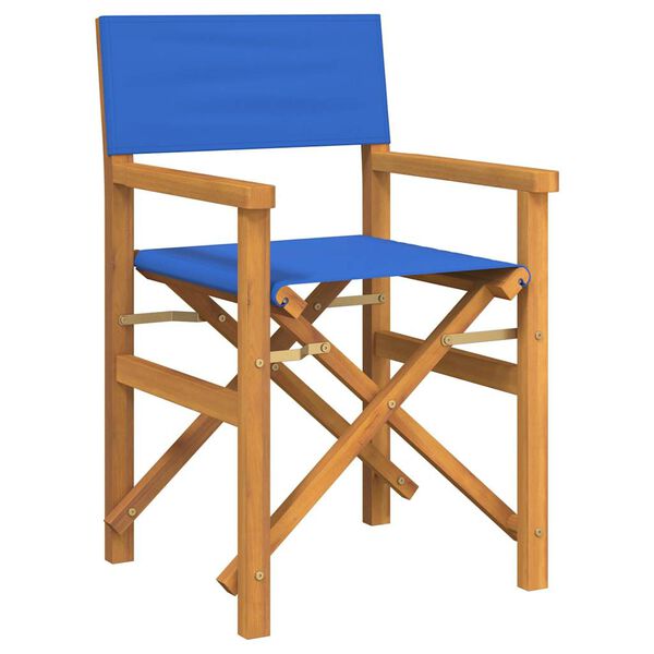 vidaXL Folding Director's Chair Blue Solid Wood Teak