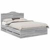 vidaXL Bed Frame with Drawer Grey Sonoma 140 x 200 cm Engineer Wood