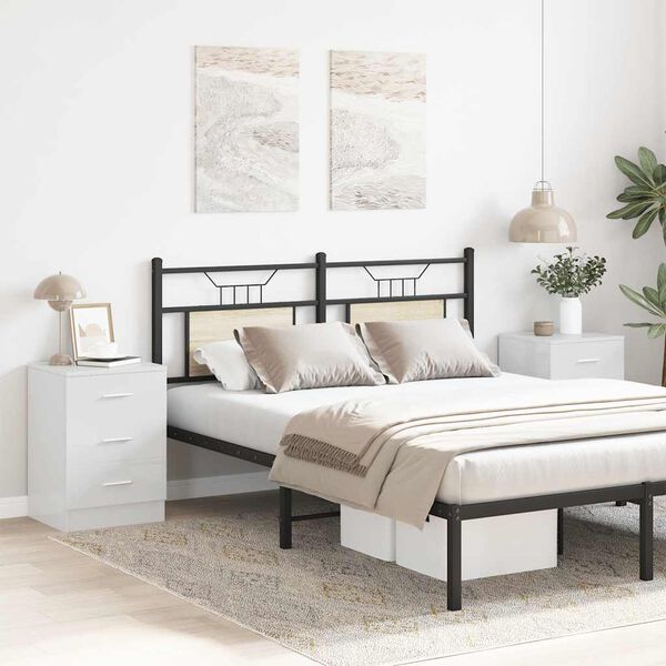 vidaXL Bedside Cabinets 2 pcs High Gloss White 38x35x56 cm Engineered Wood