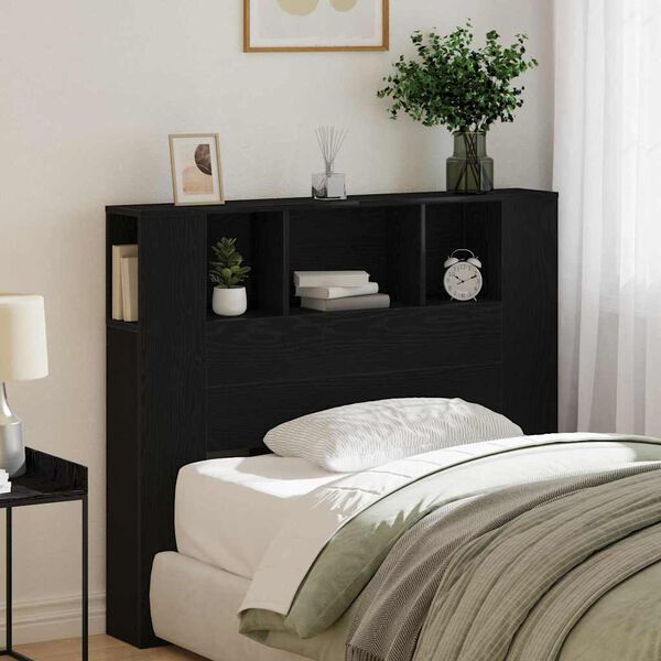 vidaXL Headboard Cabinet Black Oak 120 x 19 x 104.5 cm Engineered Wood