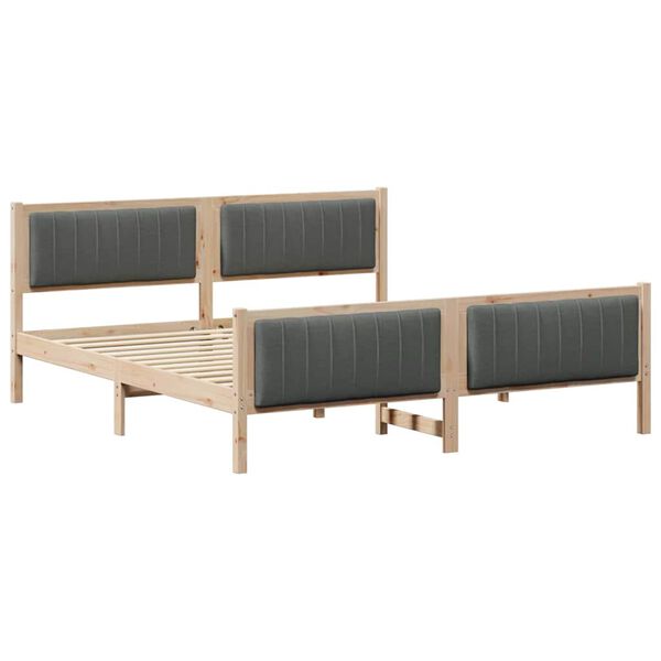vidaXL Bed frame Brown and dark grey 180 x 200 cm Solid pine wood