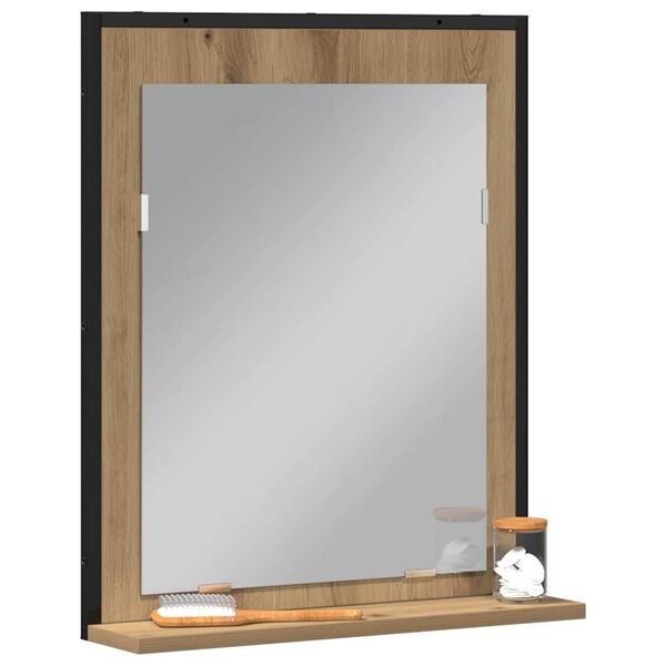 vidaXL Mirror Artisan oak 50 x 12 x 60 cm Glass and Engineered Wood