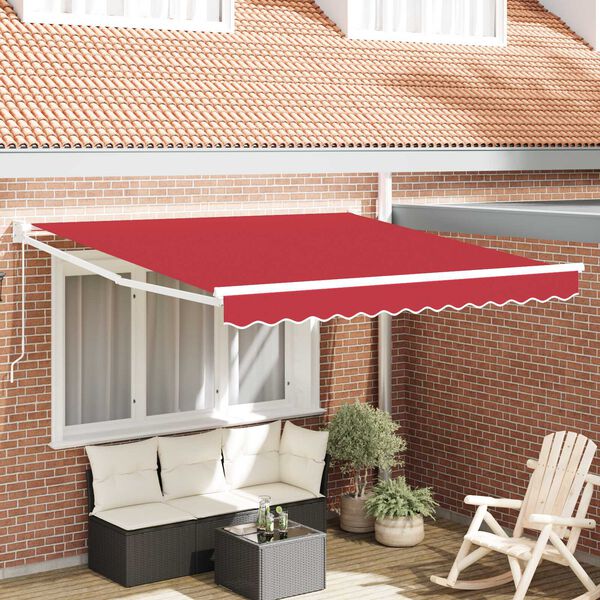 vidaXL Retractable Awning Manual Red 350 x 250 cm Fabric