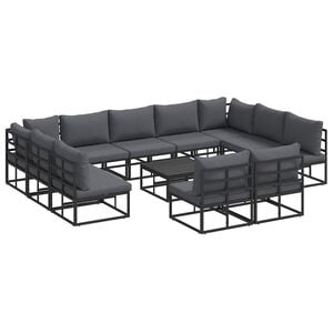 vidaXL Garden Sofa Set with Cushion 12 pcs Black Aluminium