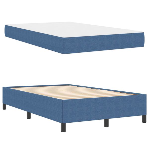 vidaXL Bed Frame with Mattress Blue 120 x 200 cm Fabric
