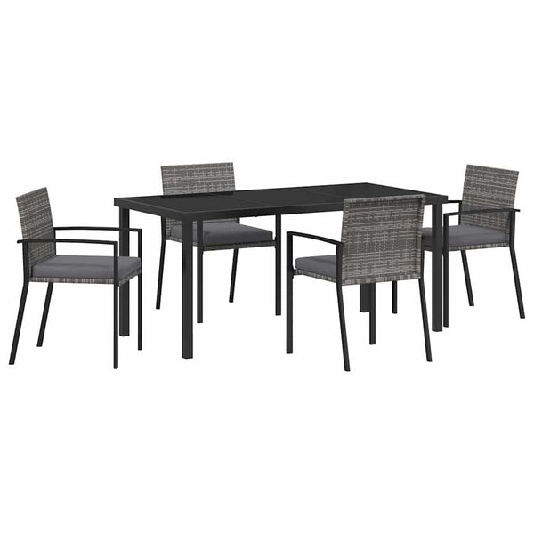 vidaXL Garden Dining Set 5 pcs Grey Powder-Coated Steel