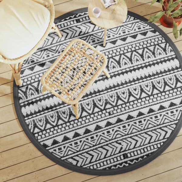 vidaXL Outdoor Carpet ARAKIL Black &Oslash;160 cm PP