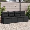 vidaXL 2 Piece Garden Sofa Set with Cushions Black Poly Rattan Acacia