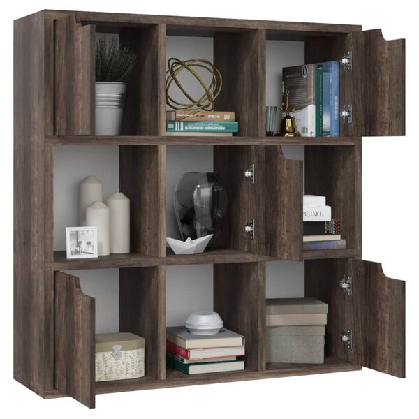 vidaXL Bookshelf Smoked Oak 88.5x27.5x88 cm Engineered Wood