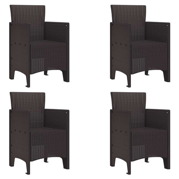 vidaXL Garden Chair 4 pcs Brown 53 x 49 x 85 cm Polypropylene