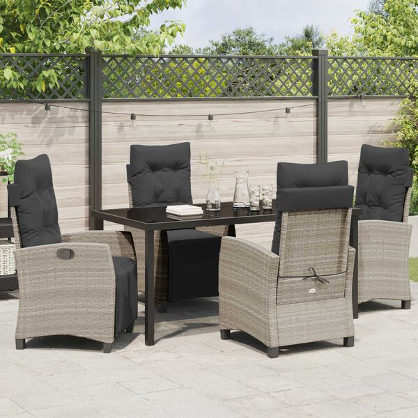 vidaXL Garden Dining Set 5 pcs Light Grey Poly Rattan
