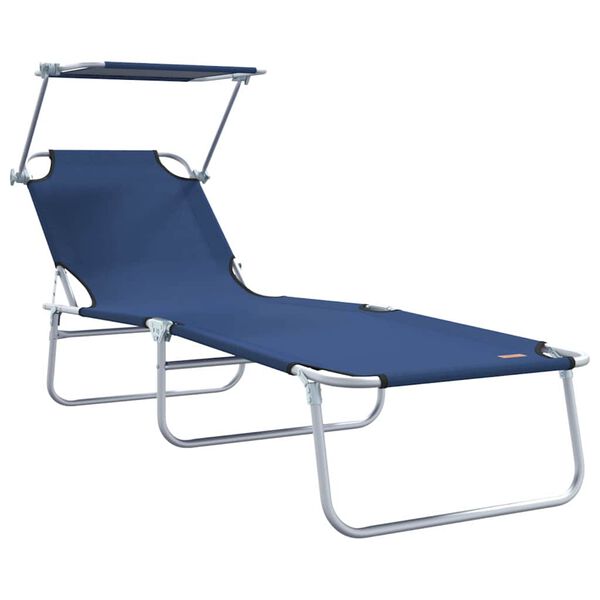 vidaXL Sun Lounger Folding 2-person 2 pcs Blue 58 x 188 x 77cm Fabric