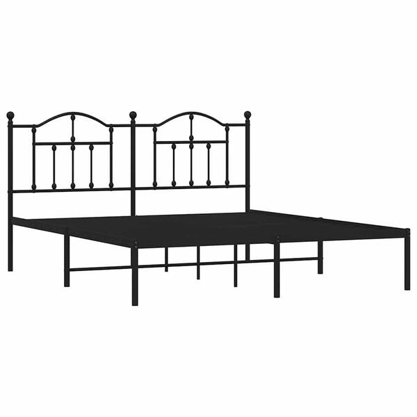 vidaXL Metal Bed Frame without Mattress with Headboard Black 160x200cm