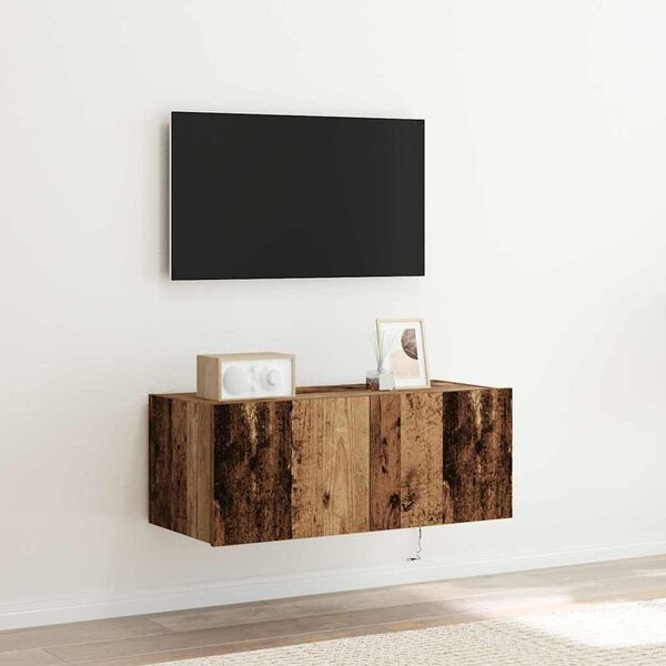 vidaXL TV Wall Cabinet Old Wood 80 x 35 x 31 cm Engineered Wood