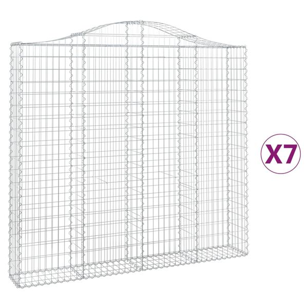 vidaXL Arched Gabion Baskets 7 pcs 200x30x180/200 cm Galvanised Iron