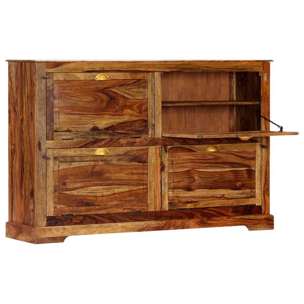 vidaXL Shoe Cabinet 140x35x90 cm Solid Acacia Wood