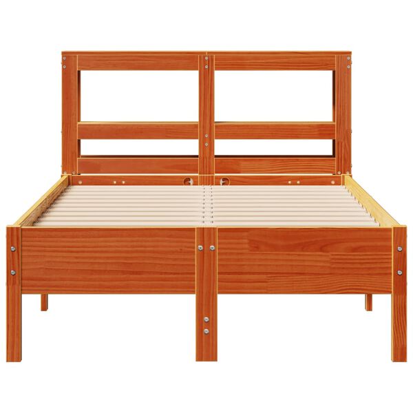 vidaXL Bed Frame without Mattress Wax Brown 75x190 cm Small Single Solid Wood Pine