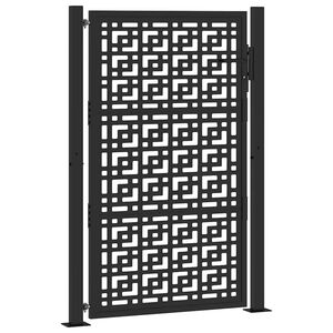 vidaXL Garden Gate Black 100x150 cm Steel Cross Design