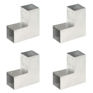 vidaXL Post Connectors 4 pcs L Shape Galvanised Metal 81x81 mm
