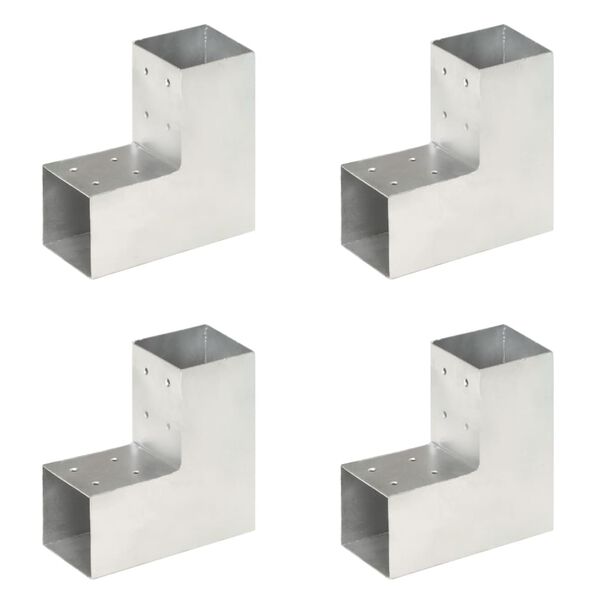 vidaXL Post Connectors 4 pcs L Shape Galvanised Metal 81x81 mm
