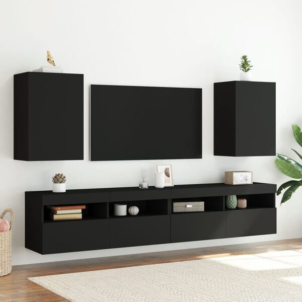 vidaXL TV Wall Cabinet Black 40.5x30x60 cm Engineered Wood