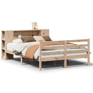 vidaXL Bookcase Bed without Mattress 135x190 cm Double Solid Wood Pine