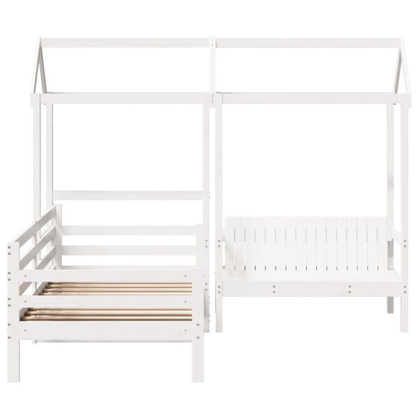 vidaXL Day Bed and Bench Set with Roof without Mattress White 90x200 cm