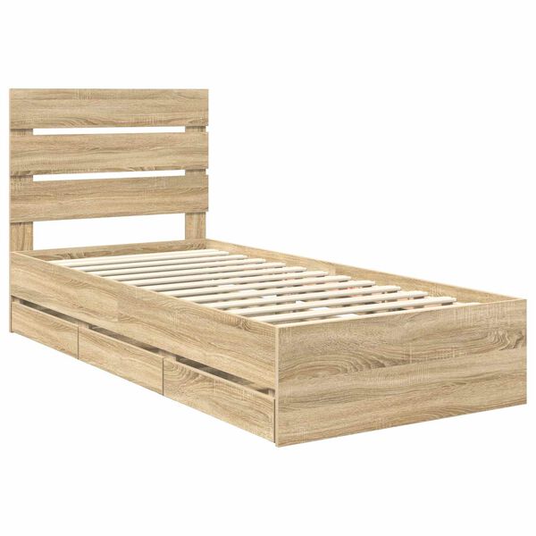 vidaXL Bed Frame with Drawer Sonoma Oak 90 x 190 cm Engineer Wood