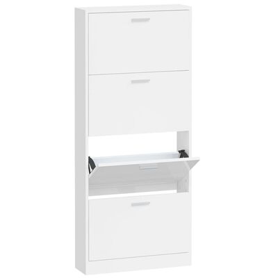 vidaXL Shoe Cabinet High Gloss White 59x17x150 cm Engineered Wood