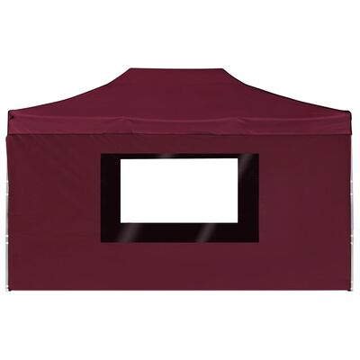 vidaXL Professional Folding Party Tent with Walls Aluminium 4.5x3 m Wine Red