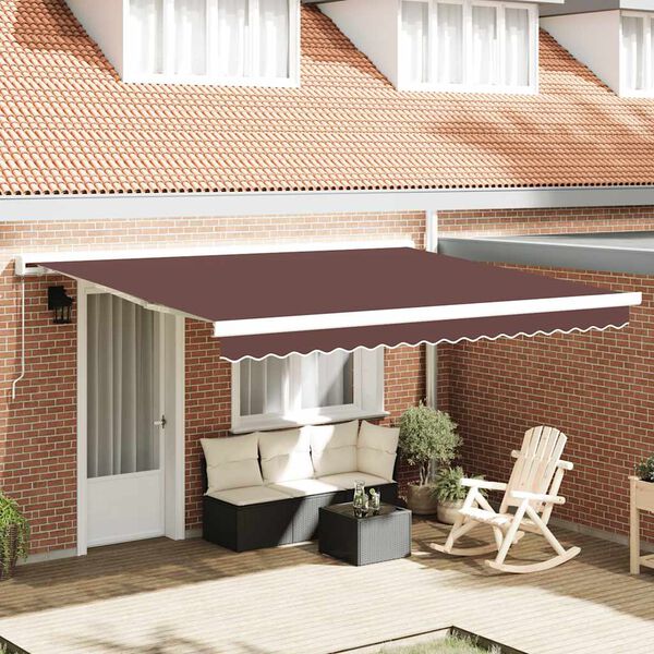 vidaXL Manual Retractable Awning Brown 400x300 cm