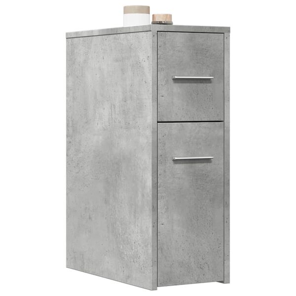 vidaXL Narrow Bathroom Cupboard with Wheels Concrete Grey Engineered Wood