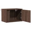 vidaXL Wall-mounted Bedside Cabinet with LED Lights Brown Oak