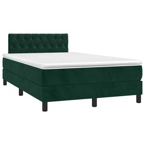 vidaXL Box Spring Bed with Mattress&LED Dark Green 120x200cm Velvet