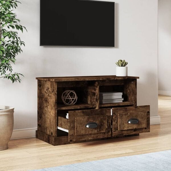 vidaXL TV Cabinet Smoked Oak 80x35x50 cm Engineered Wood