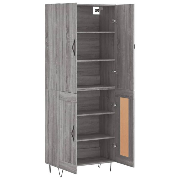 vidaXL Highboard Grey Sonoma 69.5x34x180 cm Engineered Wood