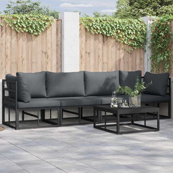vidaXL Garden Sofa Set 5 pcs Black Metal
