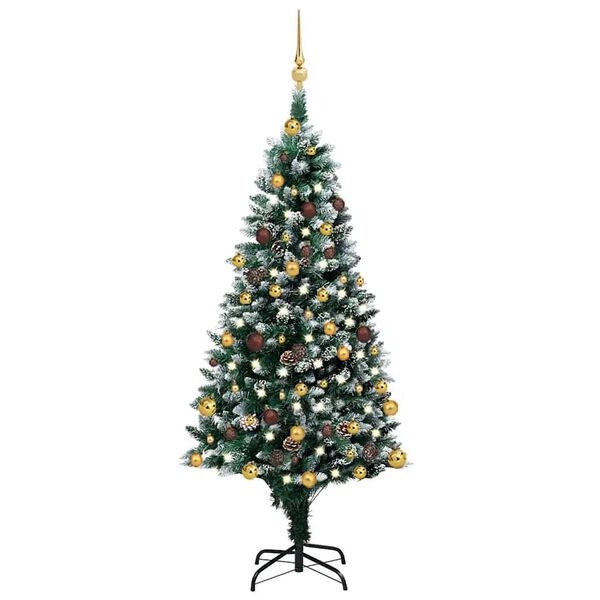 vidaXL Artificial Christmas Tree with LEDs&Ball Set&Pinecones 150 cm