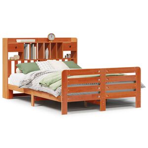 vidaXL Bookcase Bed without Mattress Wax Brown 140x200 cm Solid Wood Pine