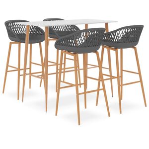 vidaXL Bar Set | White and Grey | MDF, Metal, PP | Medium | Durable | Bar Set