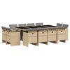 vidaXL 13 Piece Garden Dining Set with Cushions Mix Beige Poly Rattan
