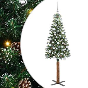 vidaXL Slim Christmas Tree Green 180 cm PVC and Solid Pine wood