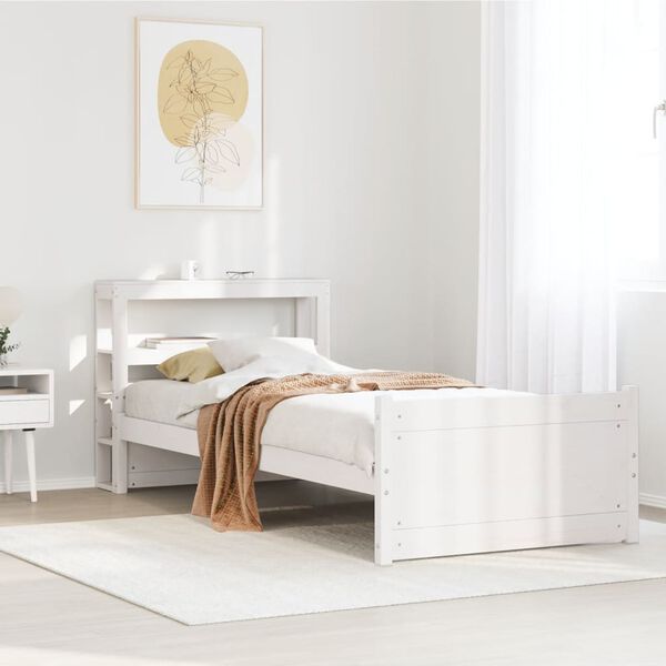 vidaXL Bed Frame with Headboard without Mattress White 90x190 cm Single