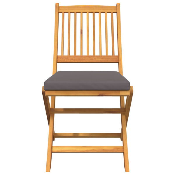 vidaXL Folding Chair 2 pcs Grey 49 x 57.5 x 92cm Solid Acacia wood