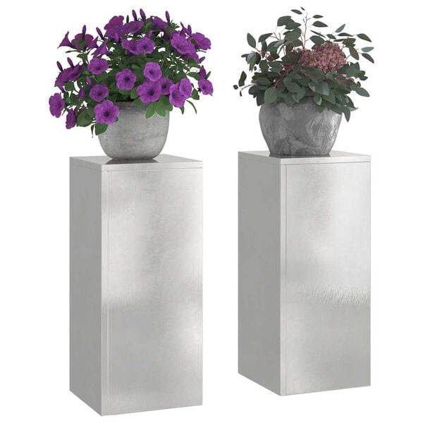 vidaXL Plant Stand 2 pcs Silver 24 x 24 x 55 cm Stainless steel