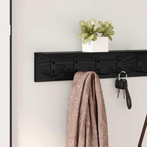 vidaXL Wall-Mounted Coat Rack Black Oak 100 x 10.5 x 10.5 cm