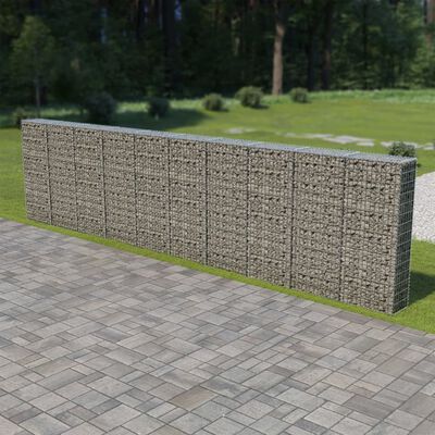 vidaXL Gabion Wall with Covers Galvanised Steel 600x30x150 cm