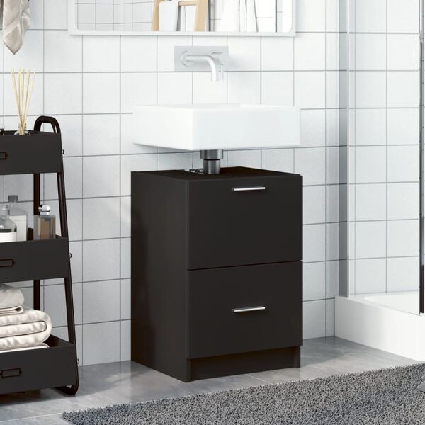 vidaXL Sink Cabinet Black 40x37x59 cm Engineered Wood