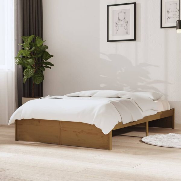 vidaXL Bed Frame without Mattress Honey Brown Solid Wood 120x190 cm Small Double