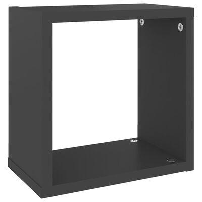 vidaXL Wall Cube Shelves 2 pcs Grey 26x15x26 cm